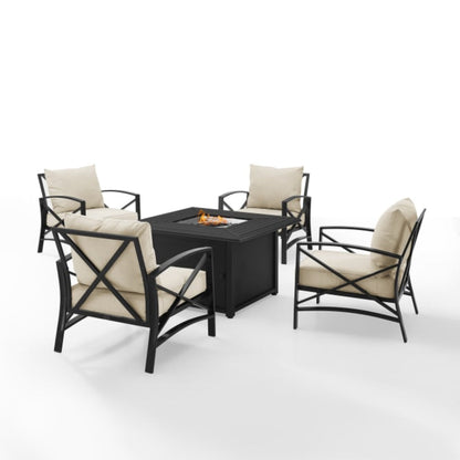 Crosley Kaplan 140 Inch 5pc Outdoor Metal Conversation Set W/Fire Table - KO60035BZ