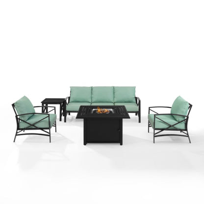 Crosley Kaplan 147 Inch 5pc Outdoor Metal Sofa Set W/Fire Table - KO60036