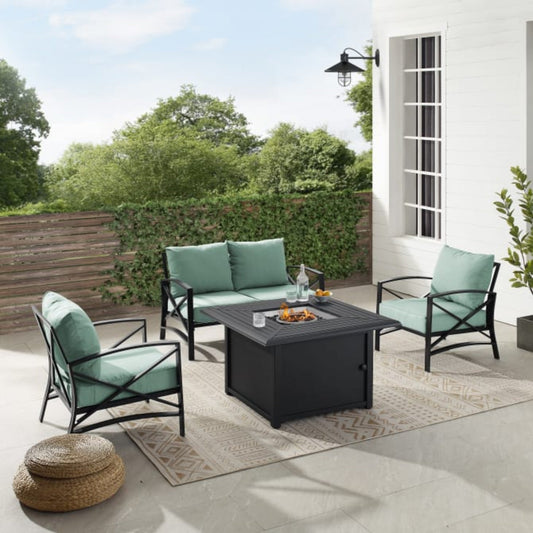 Crosley Kaplan 147 Inch 4pc Outdoor Metal Conversation Set W/Fire Table - KO60037BZ