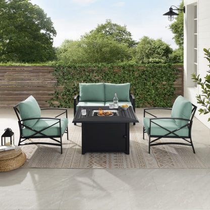 Crosley Kaplan 147 Inch 4pc Outdoor Metal Conversation Set W/Fire Table - KO60037BZ