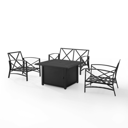 Crosley Kaplan 147 Inch 4pc Outdoor Metal Conversation Set W/Fire Table - KO60037BZ