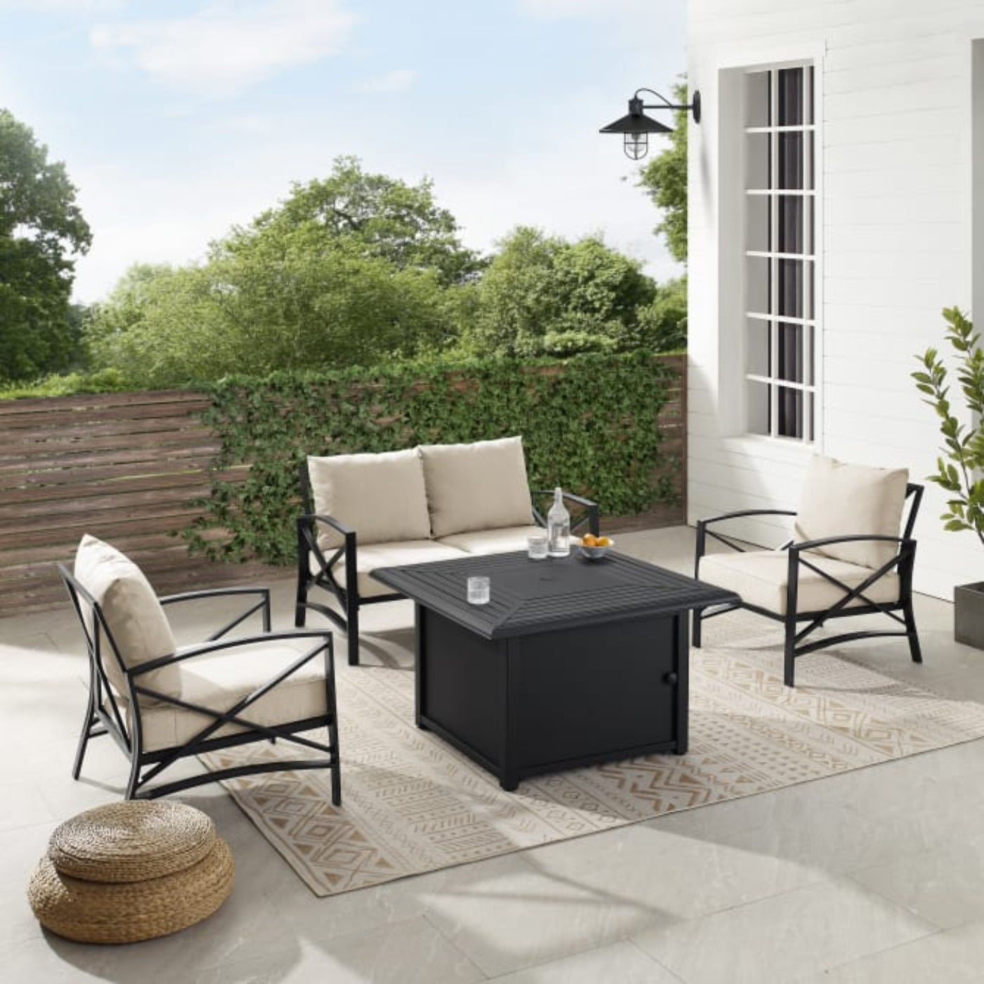 Crosley Kaplan 147 Inch 4pc Outdoor Metal Conversation Set W/Fire Table - KO60037BZ