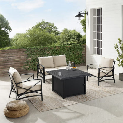 Crosley Kaplan 147 Inch 4pc Outdoor Metal Conversation Set W/Fire Table - KO60037BZ