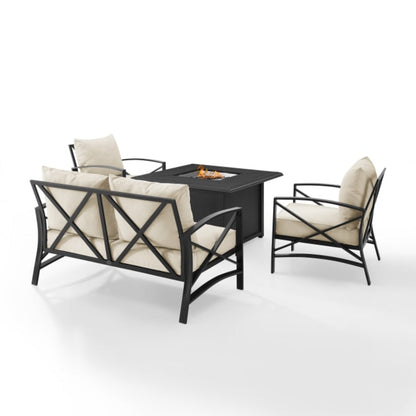 Crosley Kaplan 147 Inch 4pc Outdoor Metal Conversation Set W/Fire Table - KO60037BZ