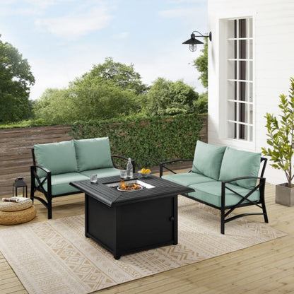 Crosley Kaplan 91 Inch 3pc Outdoor Metal Conversation Set W/Fire Table  -KO60038BZ