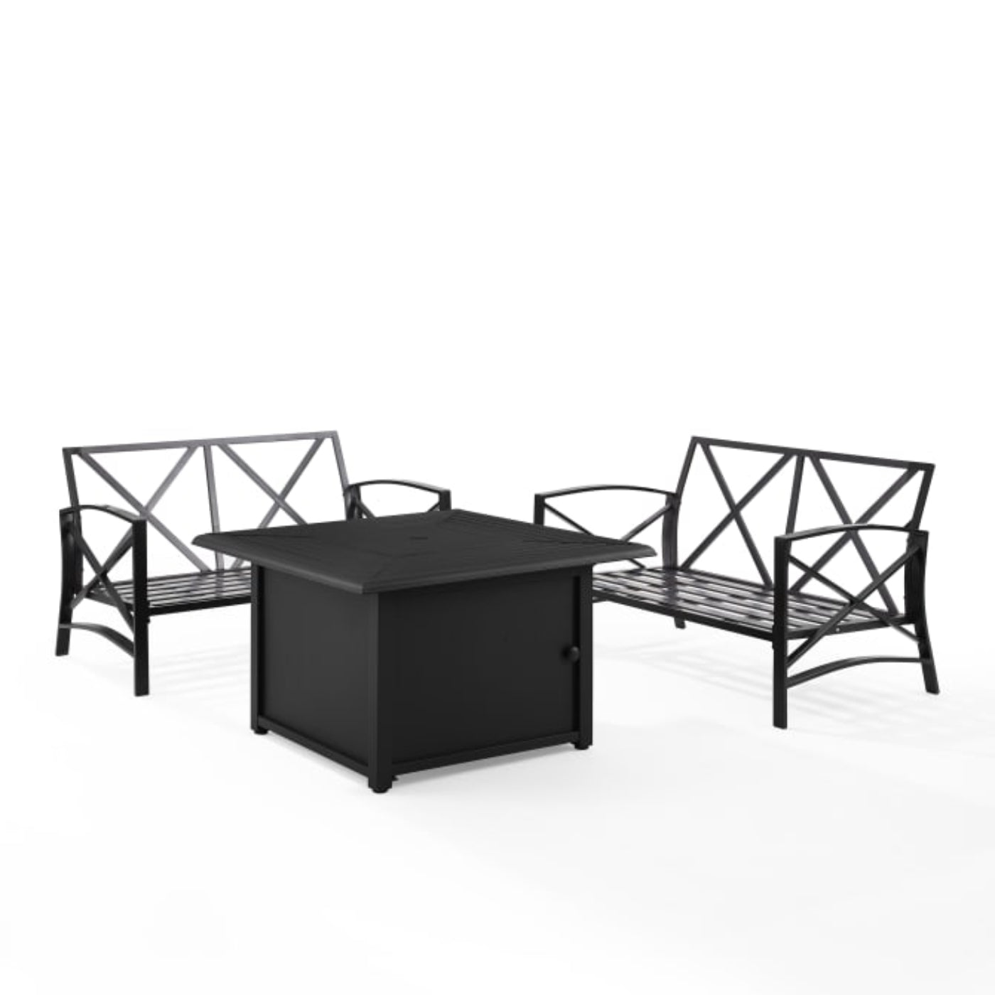 Crosley Kaplan 91 Inch 3pc Outdoor Metal Conversation Set W/Fire Table  -KO60038BZ