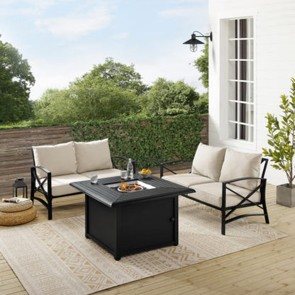 Crosley Kaplan 91 Inch 3pc Outdoor Metal Conversation Set W/Fire Table  -KO60038BZ