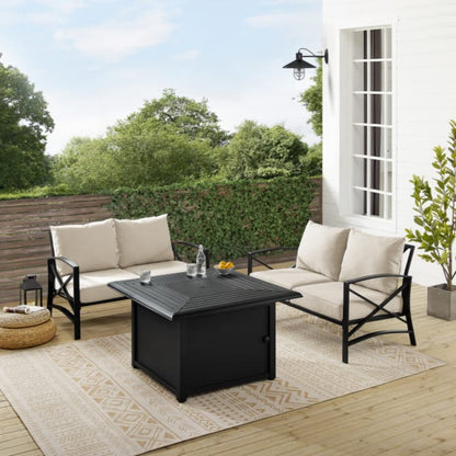 Crosley Kaplan 91 Inch 3pc Outdoor Metal Conversation Set W/Fire Table  -KO60038BZ