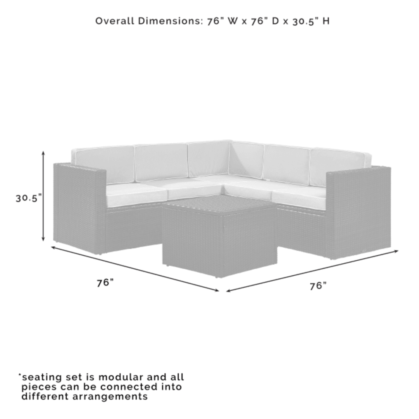 Crosley Palm Harbor 76 Inch 6pc Outdoor Wicker Sectional Set - KO70007BR