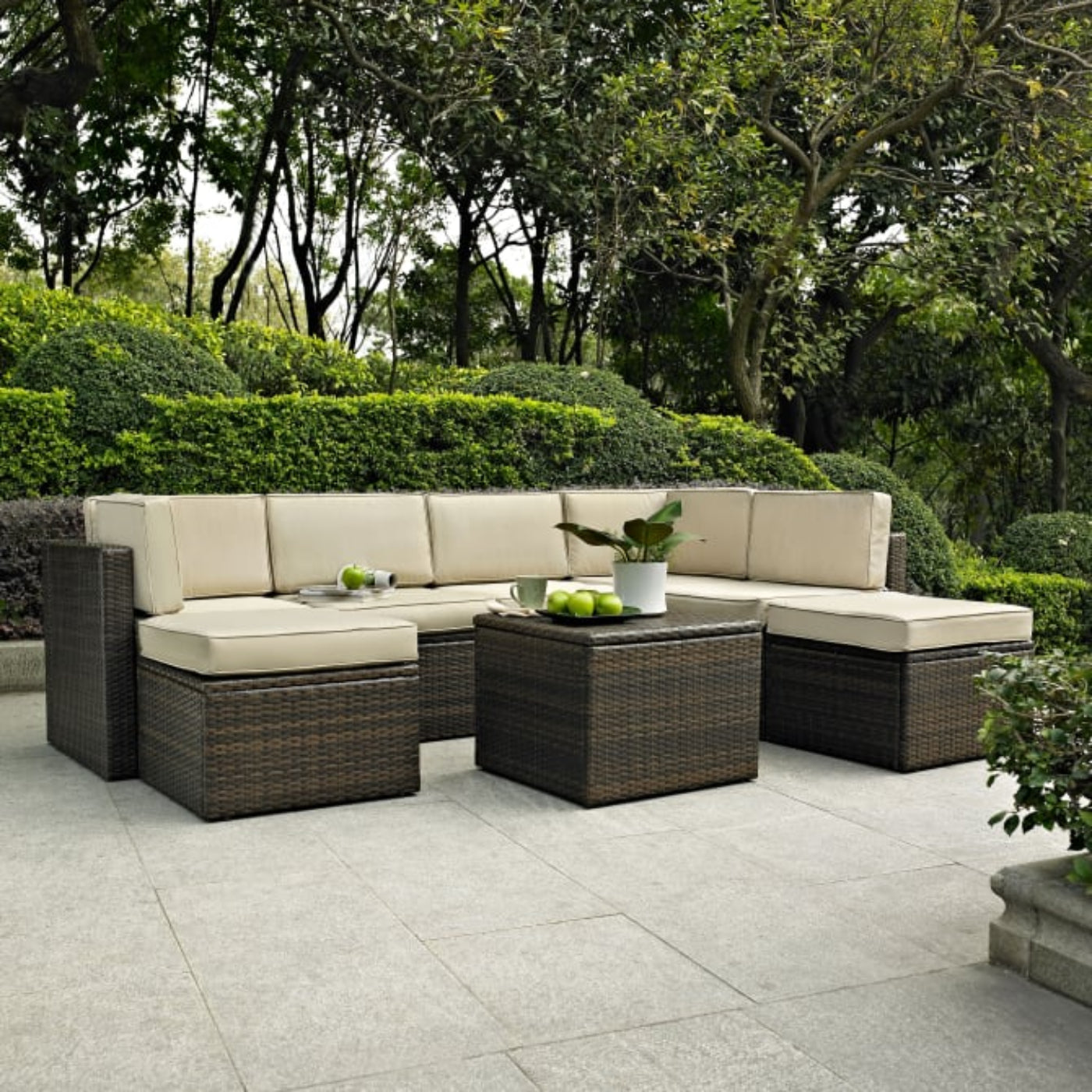Crosley Palm Harbor 99 Inch 8pc Outdoor Wicker Sectional Set - KO70008BR