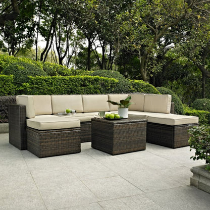 Crosley Palm Harbor 99 Inch 8pc Outdoor Wicker Sectional Set - KO70008BR