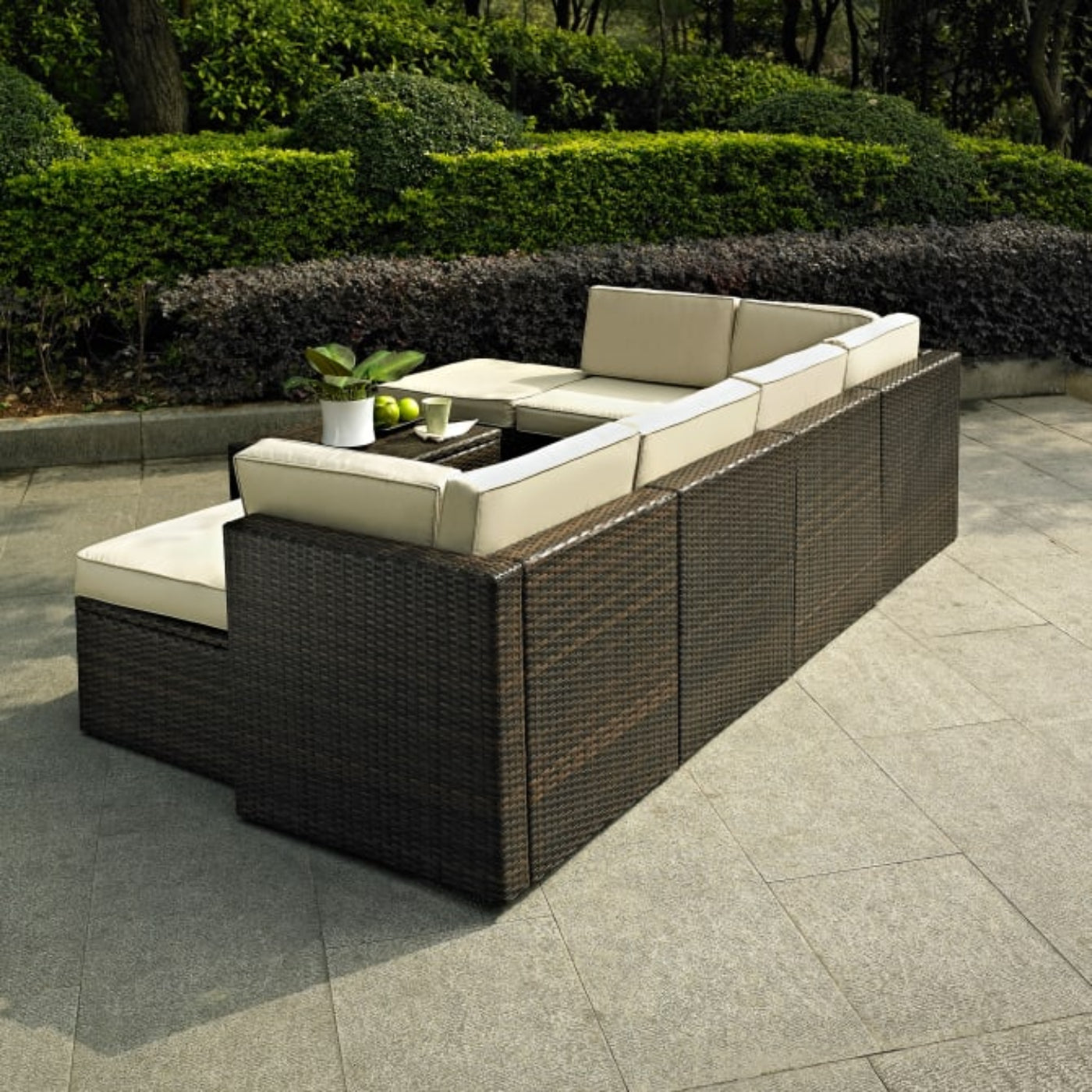 Crosley Palm Harbor 99 Inch 8pc Outdoor Wicker Sectional Set - KO70008BR