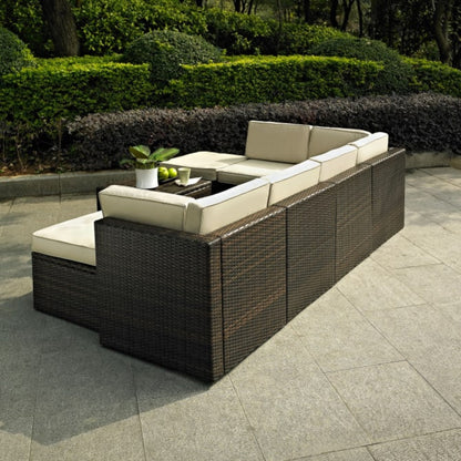 Crosley Palm Harbor 99 Inch 8pc Outdoor Wicker Sectional Set - KO70008BR