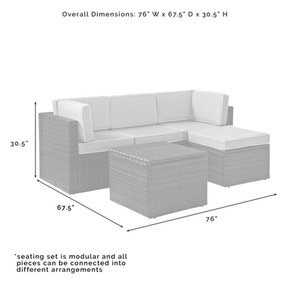 Crosley Palm Harbor 76 Inch 5pc Outdoor Wicker Sectional Set - KO70011BR