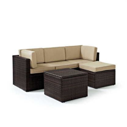 Crosley Palm Harbor 76 Inch 5pc Outdoor Wicker Sectional Set - KO70011BR