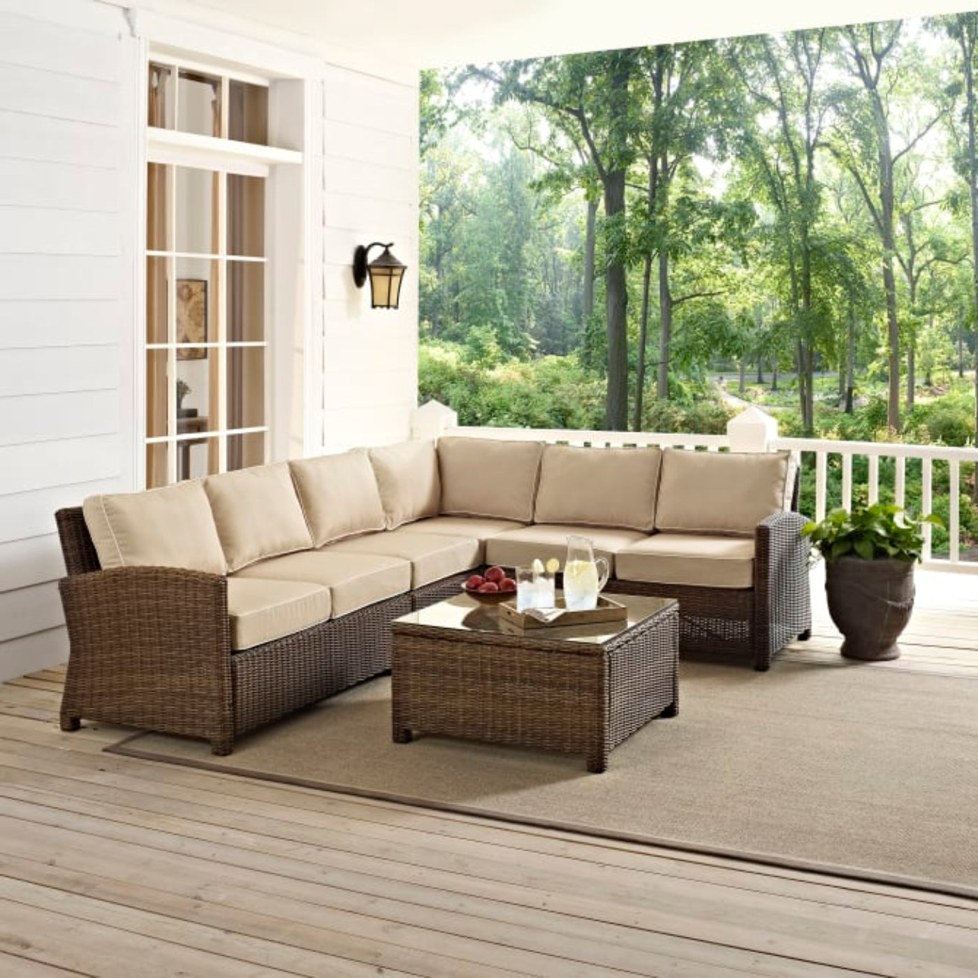 Crosley Bradenton 5pc Outdoor Wicker Sectional Set - KO70020