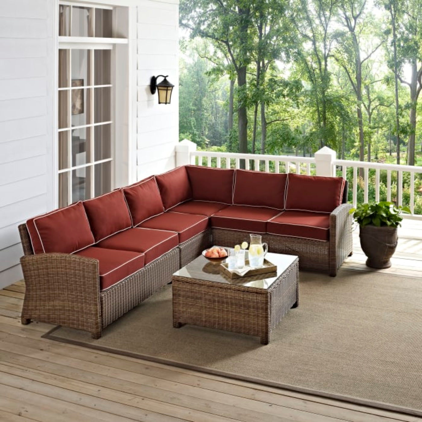 Crosley Bradenton 5pc Outdoor Wicker Sectional Set - KO70020