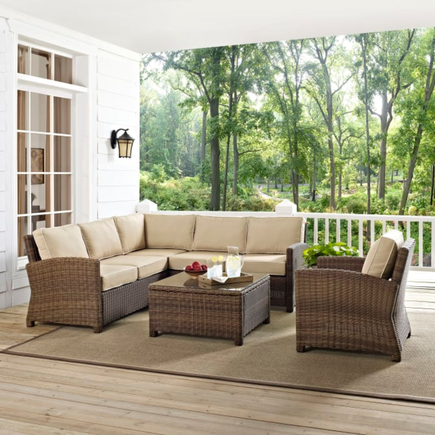 Crosley Bradenton 5pc Outdoor Wicker Sectional Set - KO70021