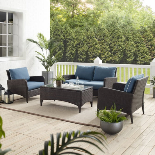 Crosley Kiawah 135 Inch 4pc Outdoor Wicker Conversation Set - KO70028BR