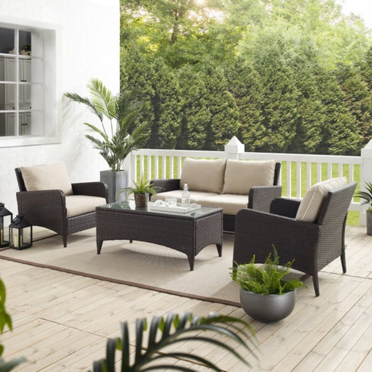 Crosley Kiawah 135 Inch 4pc Outdoor Wicker Conversation Set - KO70028BR