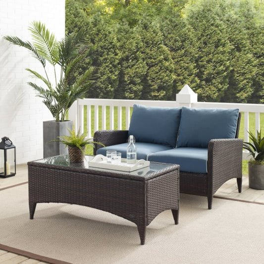 Crosley Kiawah 60 Inch 2pc Outdoor Wicker Conversation Set - KO70029BR