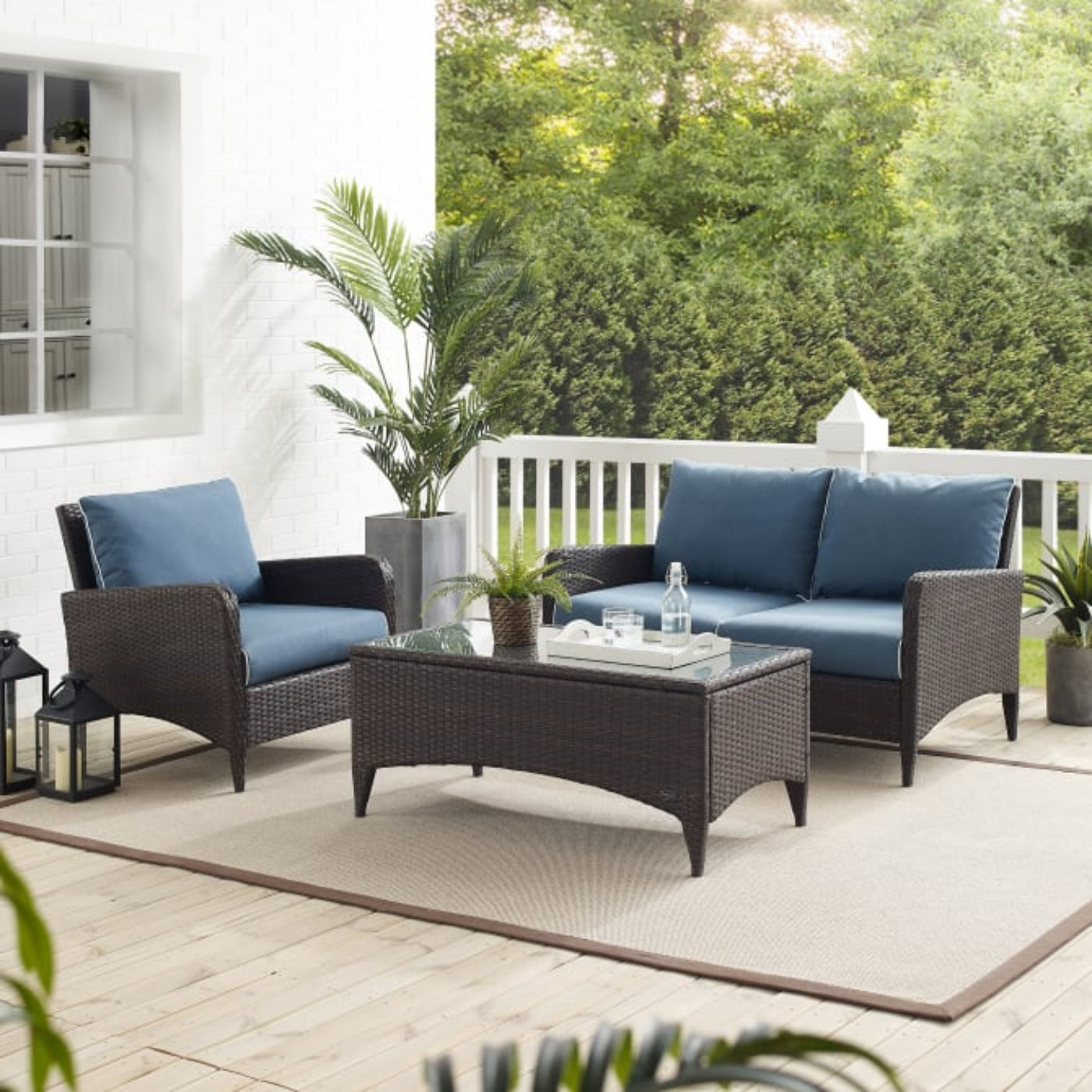 Crosley Kiawah 103 Inch 3pc Outdoor Wicker Conversation Set - KO70031BR
