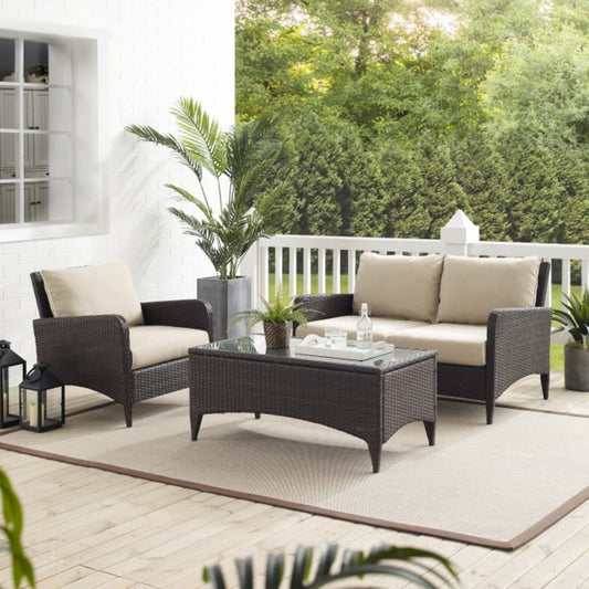 Crosley Kiawah 103 Inch 3pc Outdoor Wicker Conversation Set - KO70031BR
