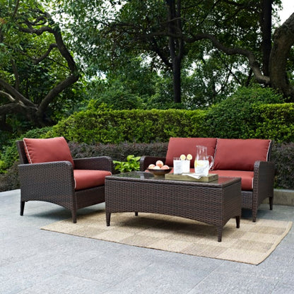 Crosley Kiawah 103 Inch 3pc Outdoor Wicker Conversation Set - KO70031BR