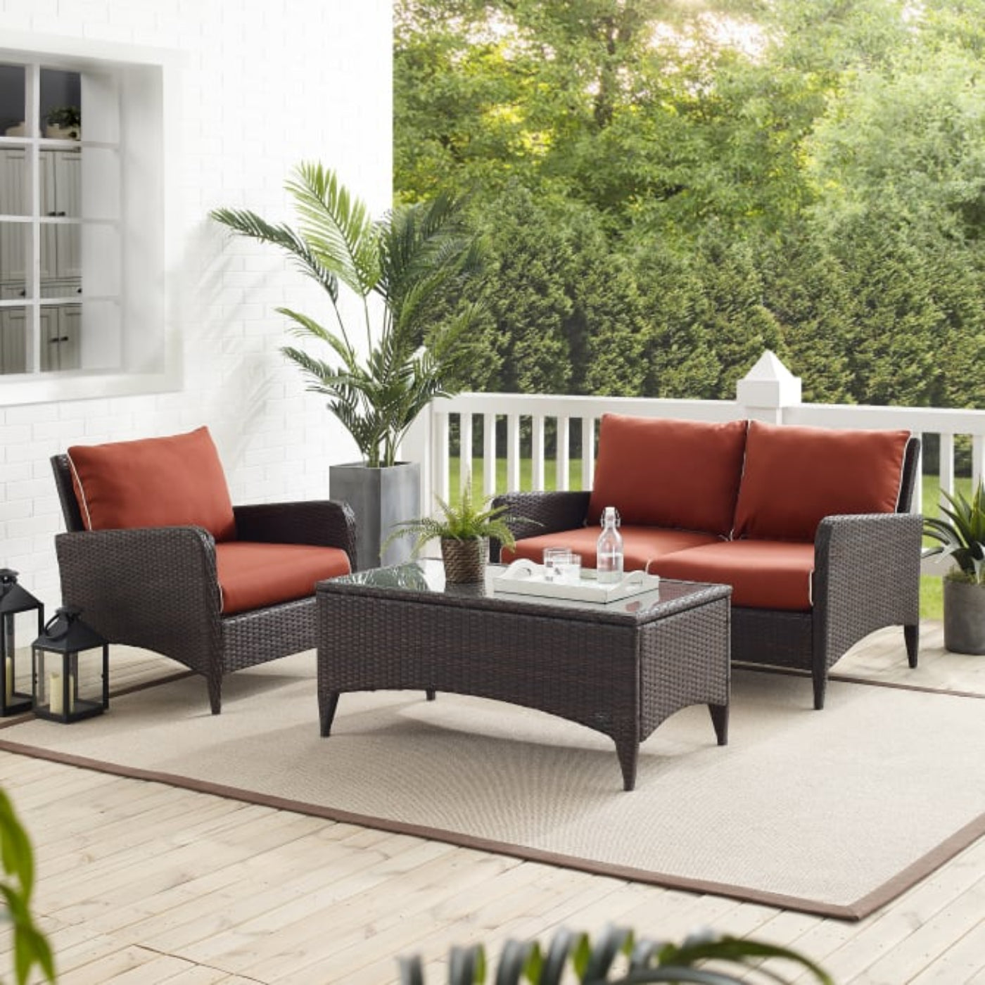 Crosley Kiawah 103 Inch 3pc Outdoor Wicker Conversation Set - KO70031BR