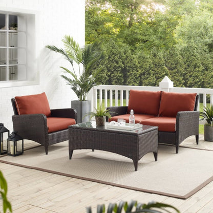 Crosley Kiawah 103 Inch 3pc Outdoor Wicker Conversation Set - KO70031BR