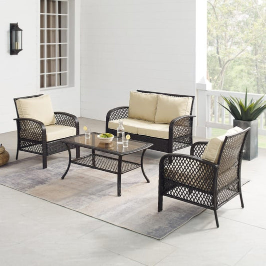 Crosley Tribeca 116 Inch 4pc Outdoor Wicker Conversation Set - KO70037