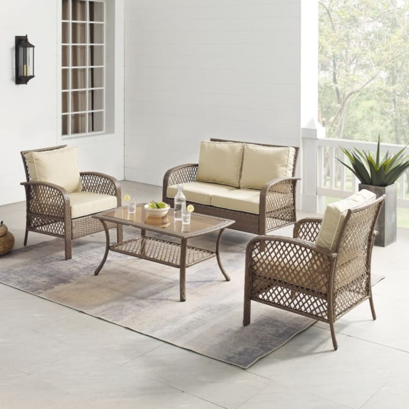 Crosley Tribeca 116 Inch 4pc Outdoor Wicker Conversation Set - KO70037
