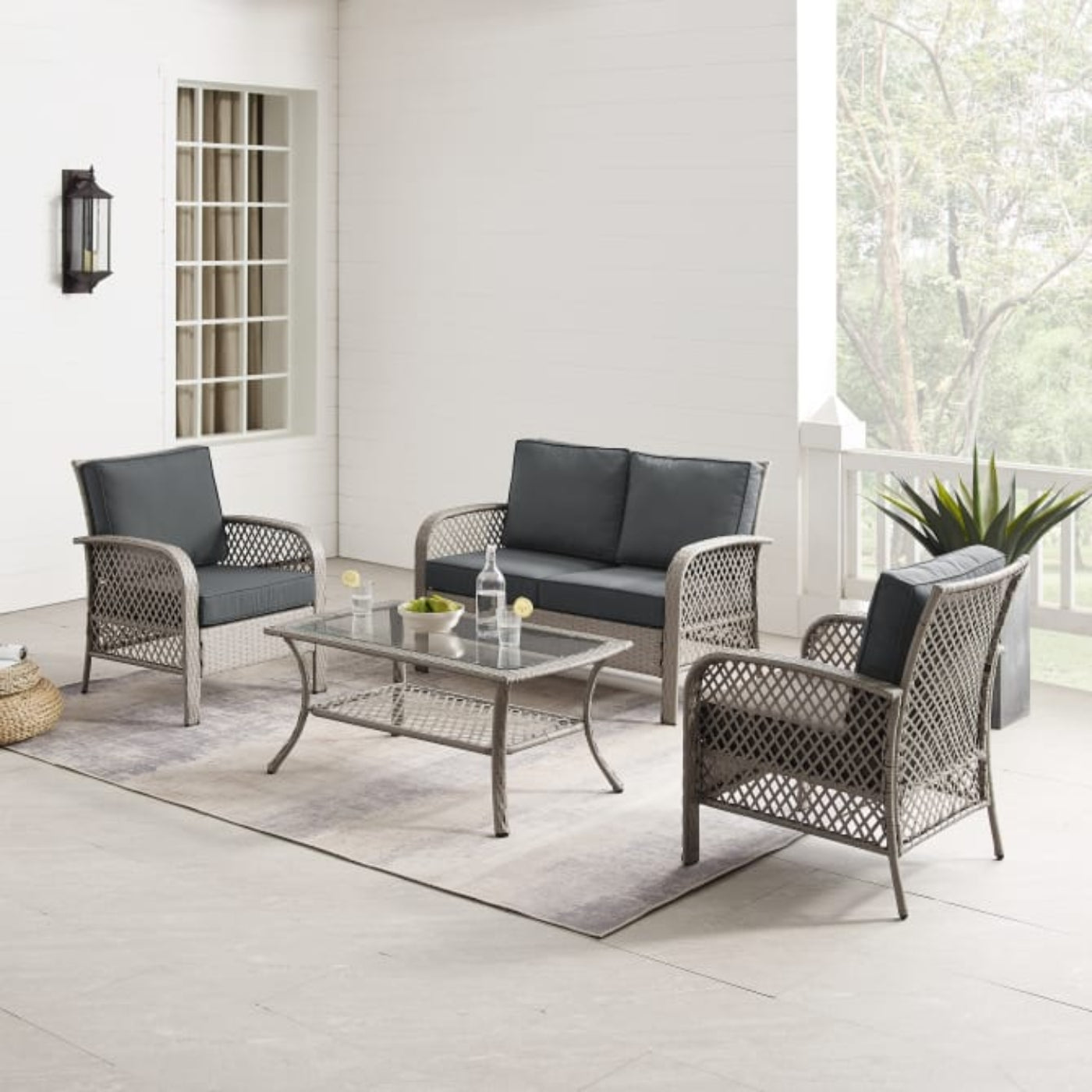 Crosley Tribeca 116 Inch 4pc Outdoor Wicker Conversation Set - KO70037