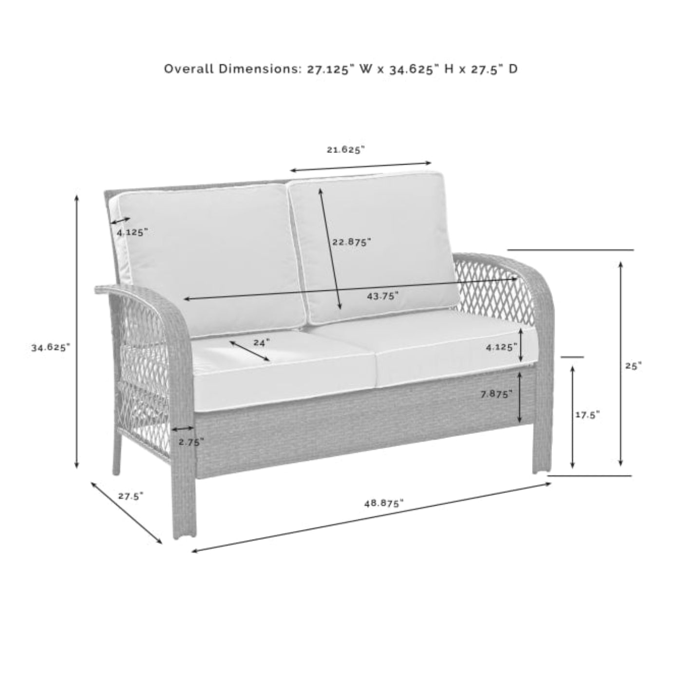 Crosley Tribeca 116 Inch 4pc Outdoor Wicker Conversation Set - KO70037
