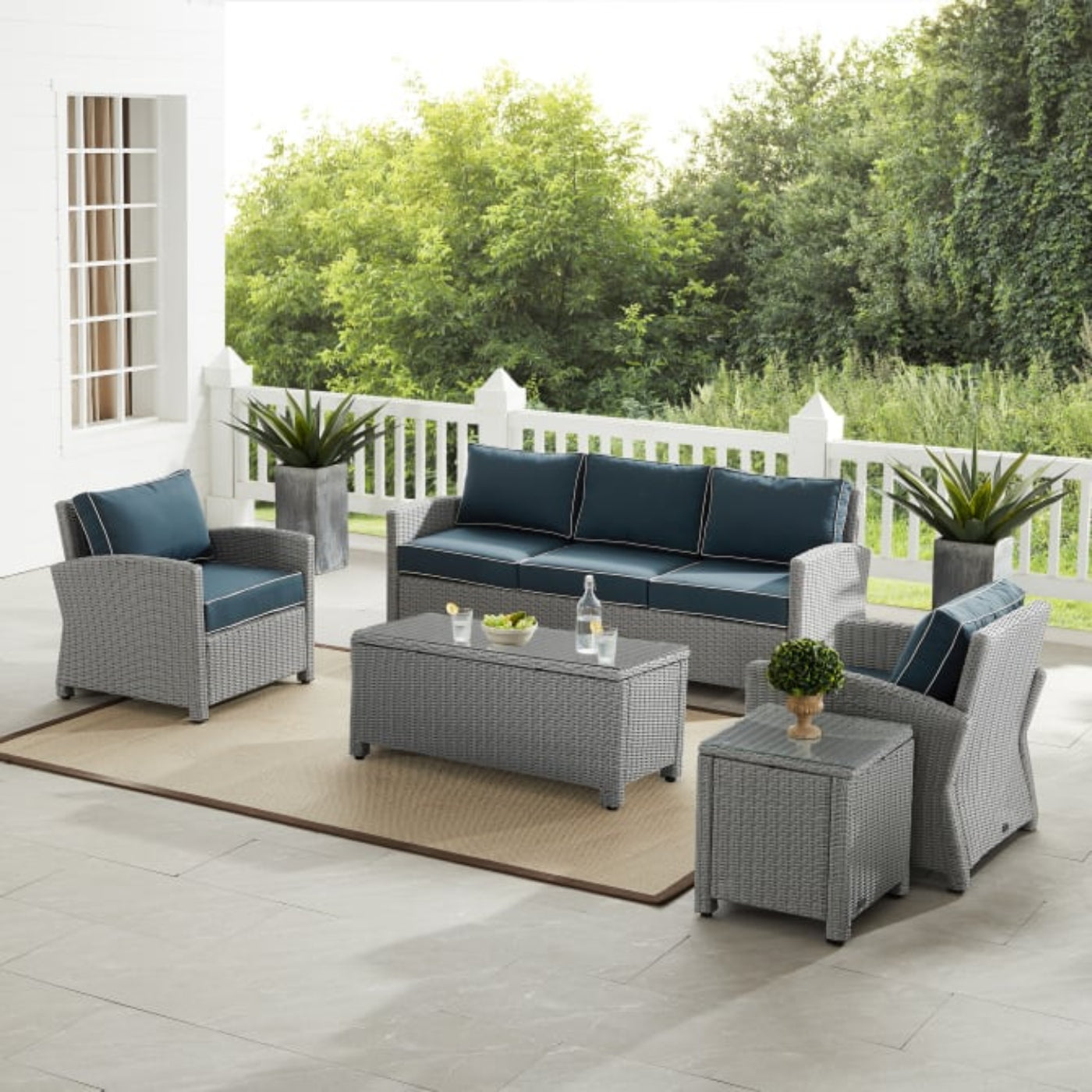 Crosley Bradenton 144 Inch 5pc Outdoor Wicker Sofa Set - KO70051