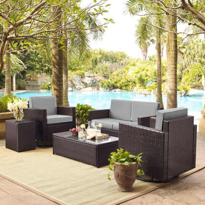 Crosley Palm Harbor 128 Inch 5pc Outdoor Wicker Conversation Set - KO70056BR