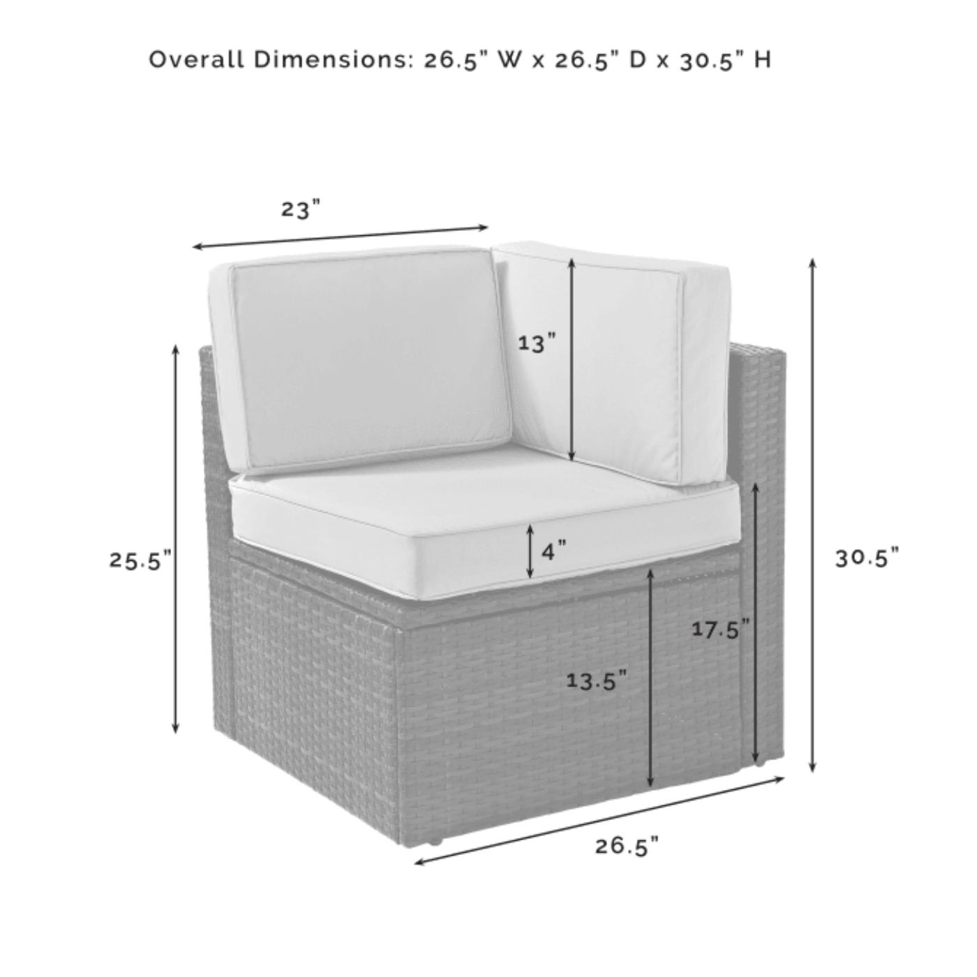 Crosley Palm Harbor 26.50 Inch Outdoor Wicker Corner Chair - KO70089BR