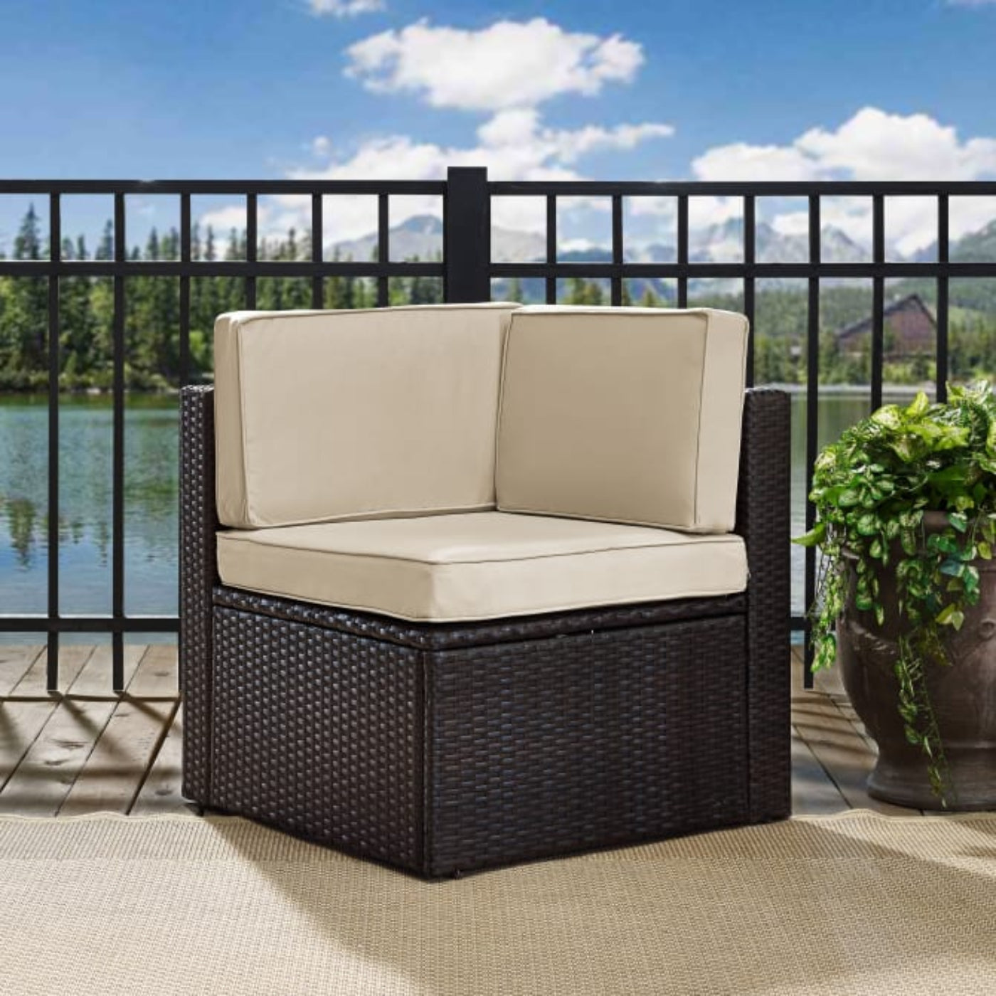 Crosley Palm Harbor 26.50 Inch Outdoor Wicker Corner Chair - KO70089BR