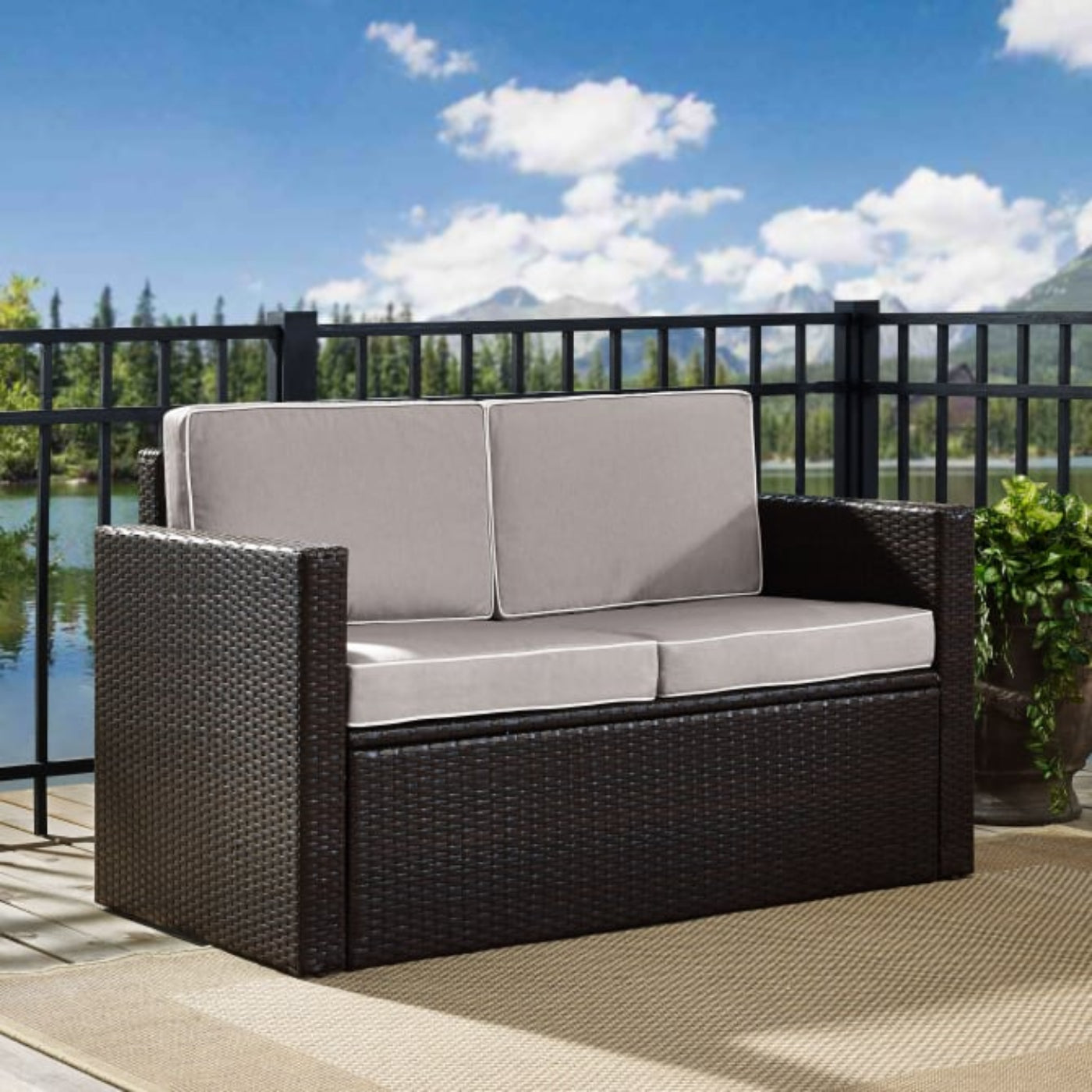 Crosley Palm Harbor 53.50 Inch Outdoor Wicker Loveseat - KO70092BR