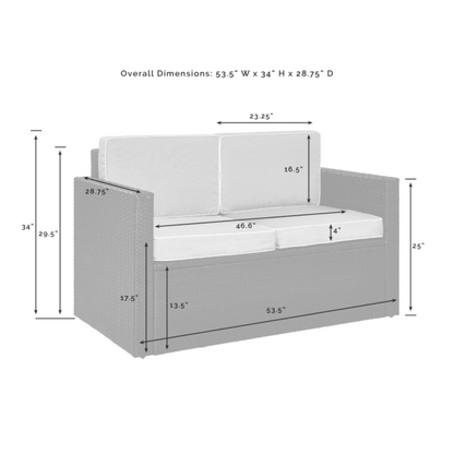 Crosley Palm Harbor 53.50 Inch Outdoor Wicker Loveseat - KO70092BR