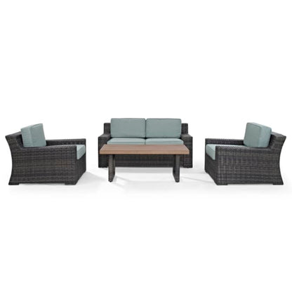 Crosley Beaufort 158 Inch 4pc Outdoor Wicker Conversation Set Mist - KO70096BR