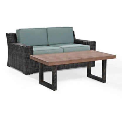 Crosley Beaufort 62 Inch 2pc Outdoor Wicker Chat Set Mist - KO70097BR