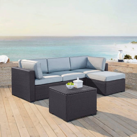 Crosley Biscayne 95.50 Inch 4pc Outdoor Wicker Sectional Set - KO70105BR