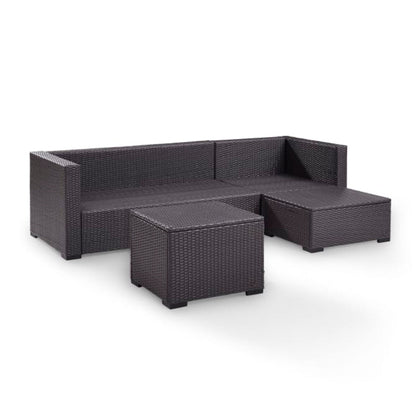 Crosley Biscayne 95.50 Inch 4pc Outdoor Wicker Sectional Set - KO70105BR