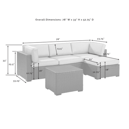 Crosley Biscayne 95.50 Inch 4pc Outdoor Wicker Sectional Set - KO70105BR