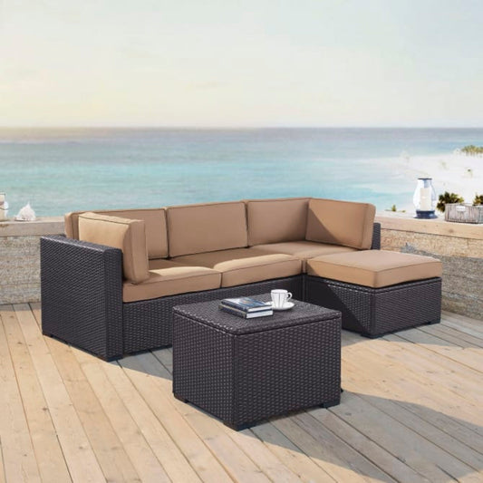 Crosley Biscayne 95.50 Inch 4pc Outdoor Wicker Sectional Set - KO70105BR