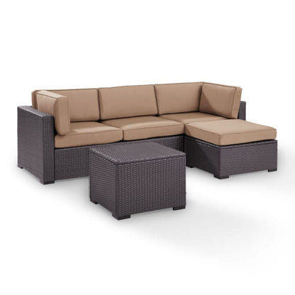 Crosley Biscayne 95.50 Inch 4pc Outdoor Wicker Sectional Set - KO70105BR