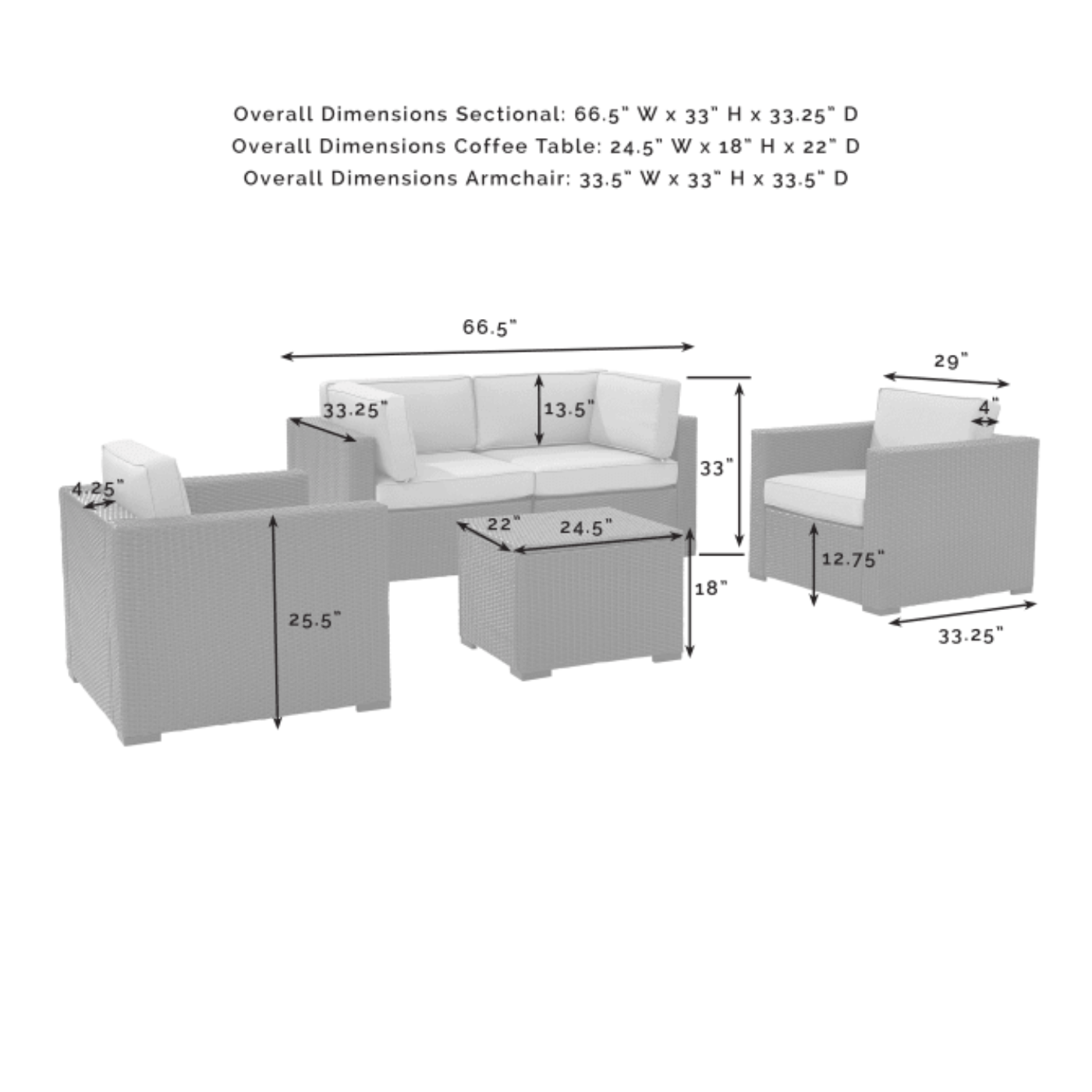 Crosley Biscayne 123.50 Inch 5pc Outdoor Wicker Conversation Set - KO70110BR