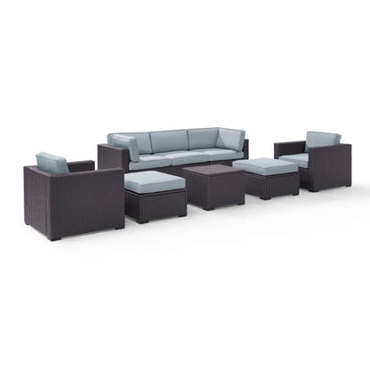 Crosley Biscayne 178.75 Inch 7pc Outdoor Wicker Sectional Set - KO70113BR