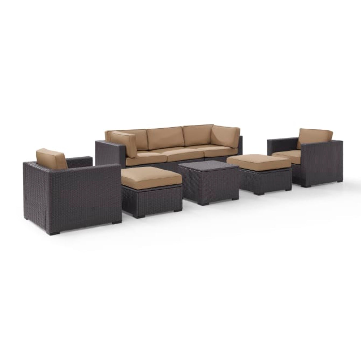 Crosley Biscayne 178.75 Inch 7pc Outdoor Wicker Sectional Set - KO70113BR
